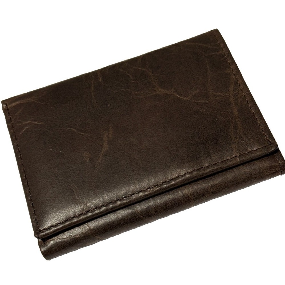 Levi Strauss & Co Brown Leather Trifold Wallet Mens ID Window Distressed Leather